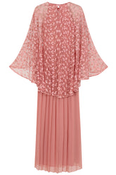 Roisin Blush Embroidered Cape Sleeve Maxi Dress